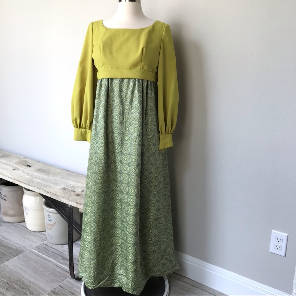 Vintage Handmade Renaissance Style Dress Empire Waist Brocade Skirt S